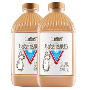 蒙古特产 兰格格 草原炭烧熟酸奶 2斤*2桶