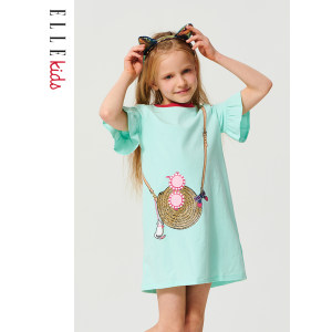 ELLE kids 女童荷叶边短袖连衣裙