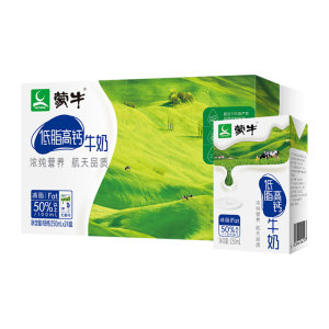 天猫超市 蒙牛 低脂高钙牛奶 250ml*24盒 含维D促进钙吸收